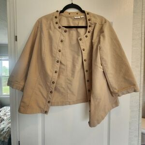 Cato Beige Utility Jacket with Stud Accents Size 14/16W Euc